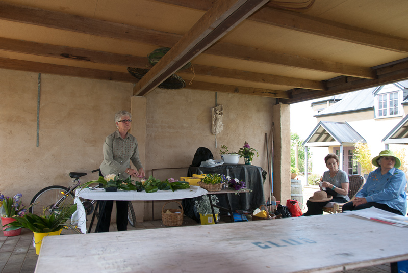 Bev Lightfoot's garden in Braidwood. Flower arranging demonstration.