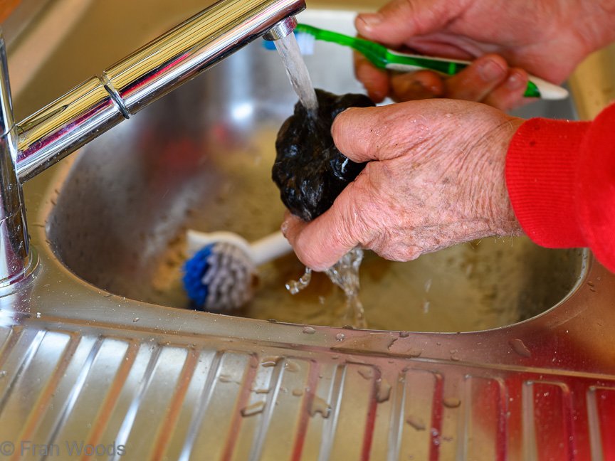 Washing the truffles